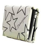 White Leather Trifold DG Star Print Card Holder Wallet