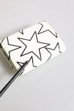 White Leather Trifold DG Star Print Card Holder Wallet