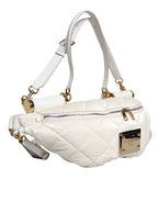 White Quilted Logo Plaque Belt Waist Fanny Pack Bag