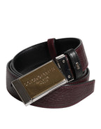 Black Brown Leather Metal Buckle Reversible Belt