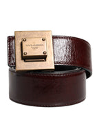 Brown Leather Gold Metal Buckle Classic Belt