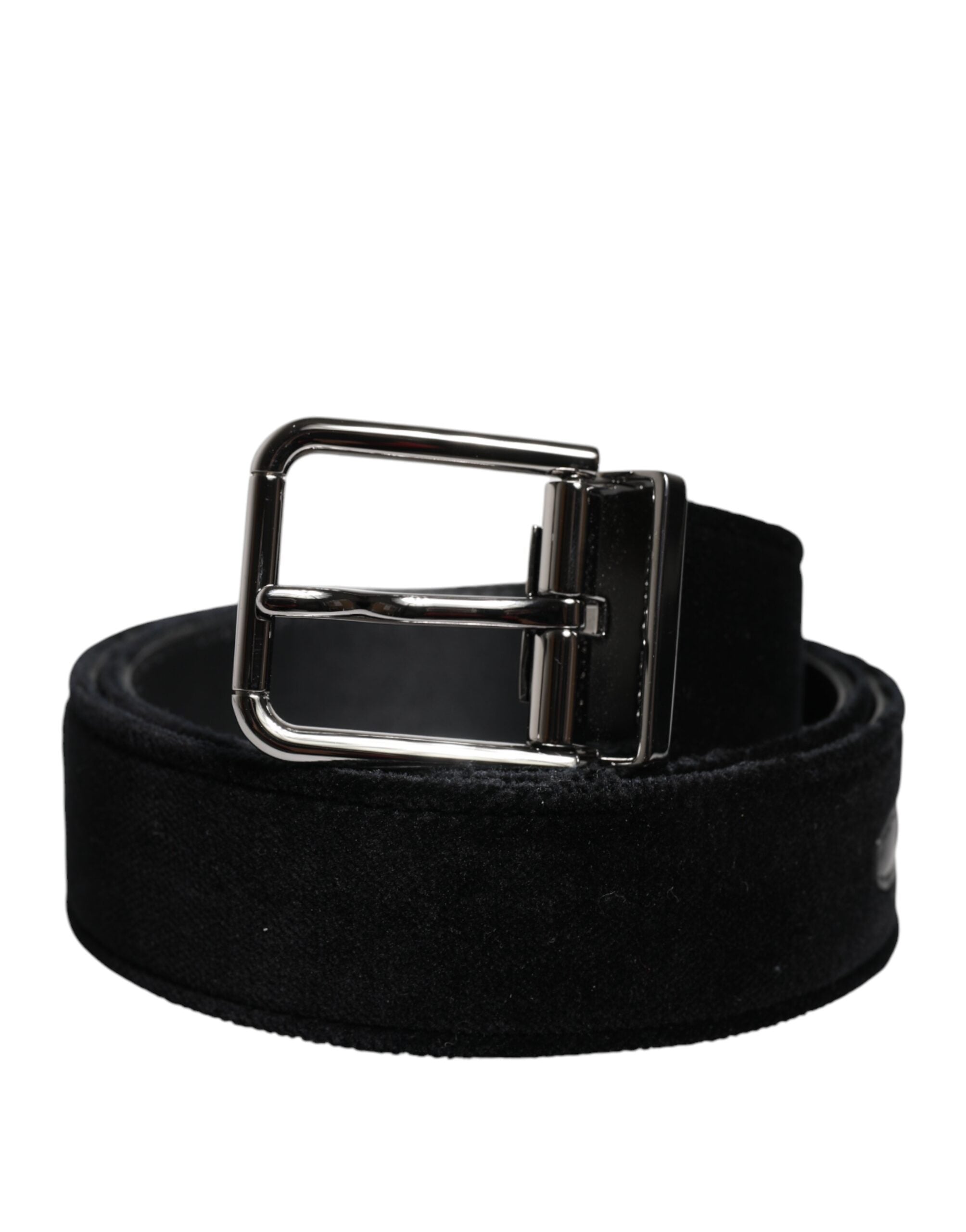 Black Cotton Silver Tone Metal Buckle Belt