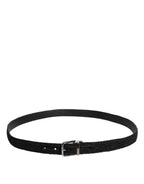 Black Cotton Blend Silver Metal Buckle Belt