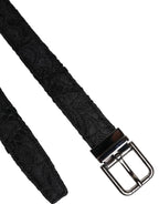Black Cotton Blend Silver Metal Buckle Belt