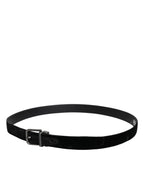 Black Leather Metal Buckle Classic Belt