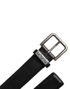 Black Leather Metal Buckle Classic Belt
