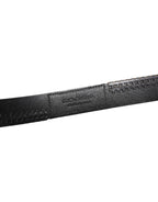 Black Leather Silver Tone Metal Buckle Belt