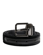 Black Leather Metal Buckle Classic Belt