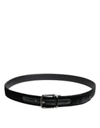 Black Leather Metal Buckle Classic Belt