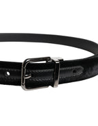 Black Leather Metal Buckle Classic Belt