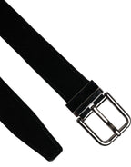 Black Leather Metal Buckle Classic Belt