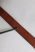 Brown Leather Metal Buckle Classic Belt