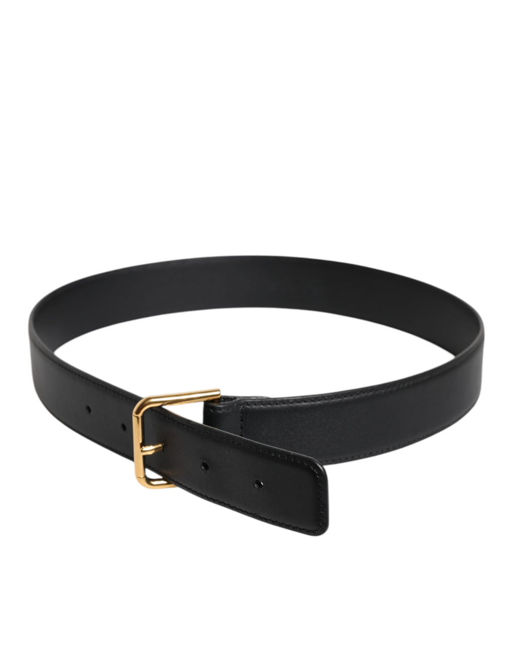 Black Leather Metal Buckle Classic Belt