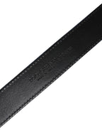 Blue Beige Leather Weaved Metal Buckle Belt