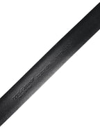 Black Solid Leather Classic Waist Buckle Belt