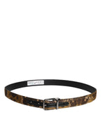 Multicolor Jacquard Leather Logo Buckle Belt