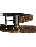 Multicolor Jacquard Leather Logo Buckle Belt