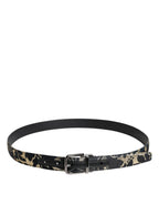Multicolor Jacquard Leather Logo Buckle Belt