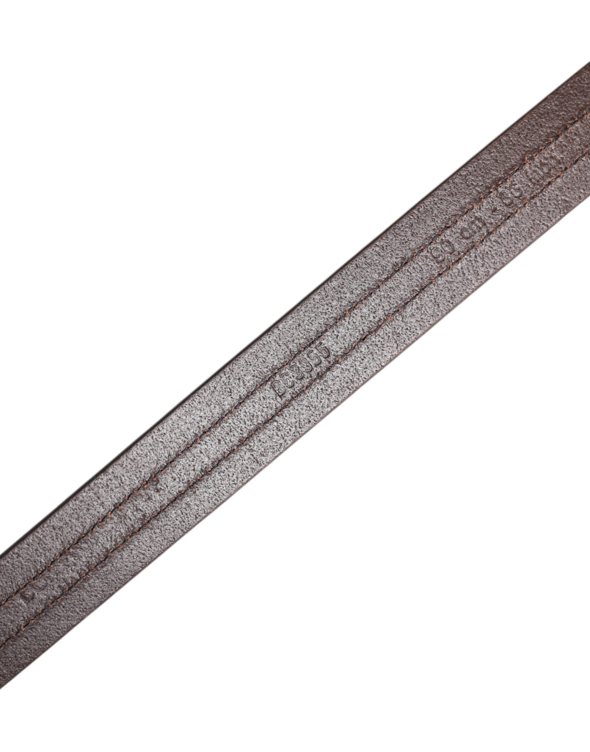 Burgundy Leather Metal Logo Buckle Belt