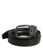 Black Brown Leather Classic Metal Buckle Belt
