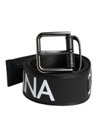 Black Leather Classic Metal Logo Buckle Belt