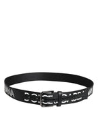 Black Leather Classic Metal Logo Buckle Belt