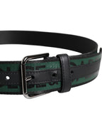 Green Black Classic Metal Logo Buckle Belt