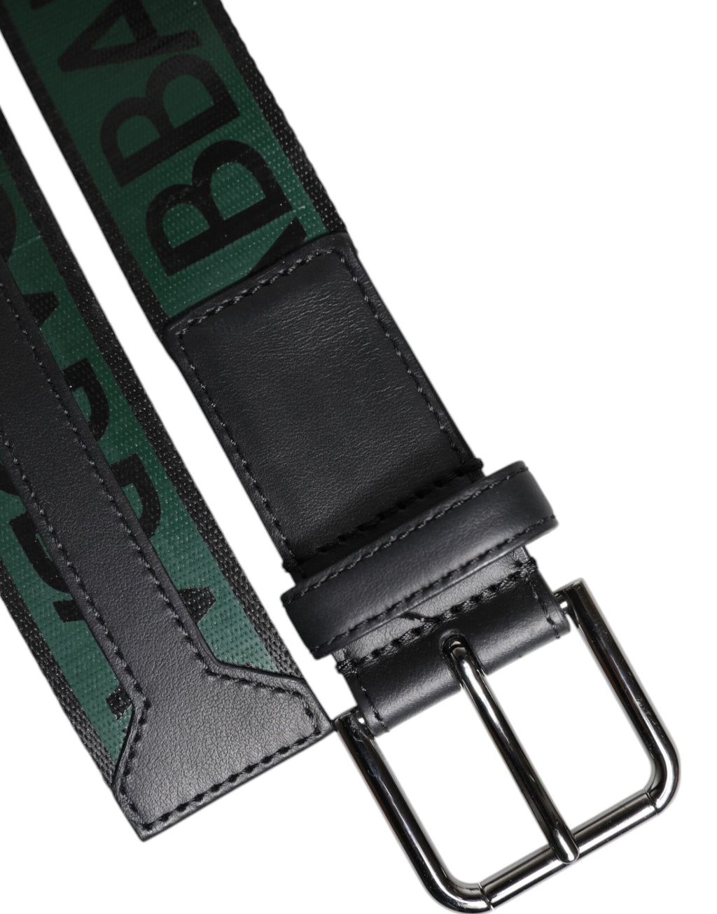 Green Black Classic Metal Logo Buckle Belt