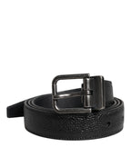 Black Calf Leather Classic Metal Buckle Belt