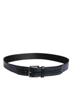 Black Blue Polyester Printed Metal Buckle Belt