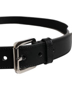 Black White Printed Metal Logo Buckle Belt