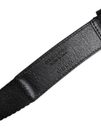 Black White Printed Metal Logo Buckle Belt