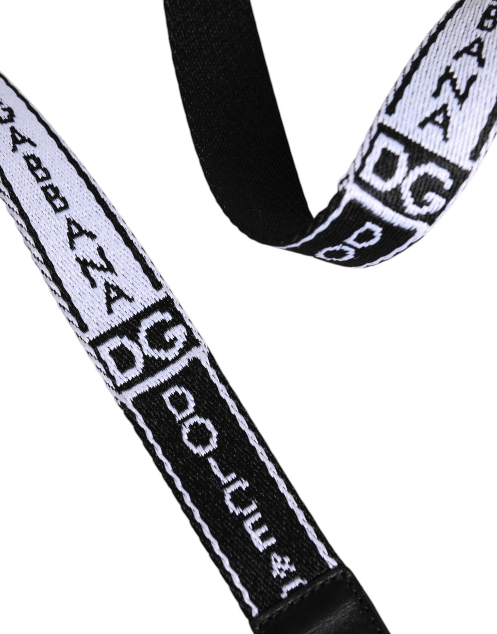 Black White Printed Metal Logo Buckle Belt