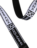 Black White Printed Metal Logo Buckle Belt