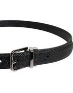Black Calf Leather Classic Metal Buckle Belt