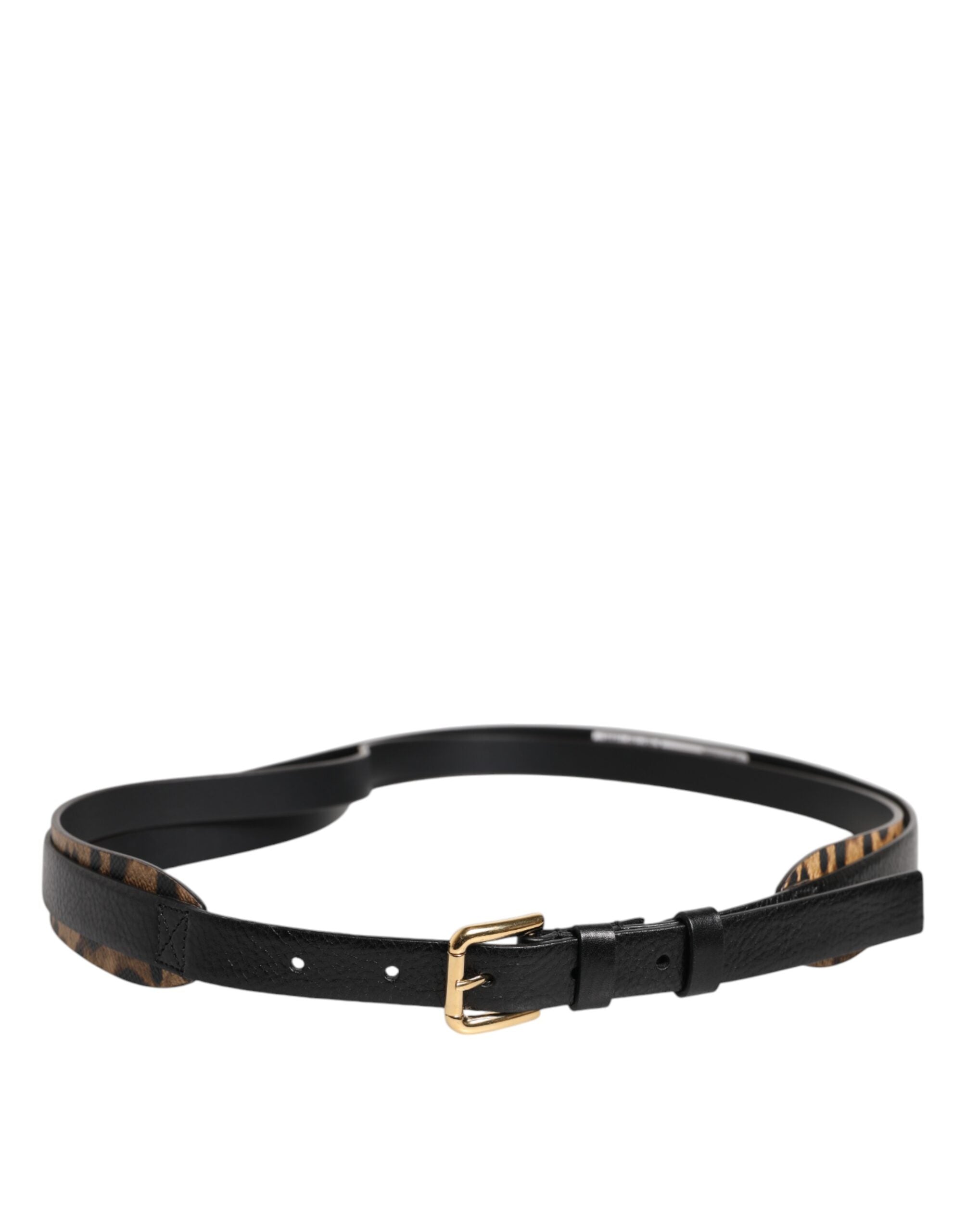 Black Leopard Classic Gold Metal Buckle Belt
