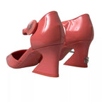 Peach Leather Ankle Strap Heels Sandals Shoes