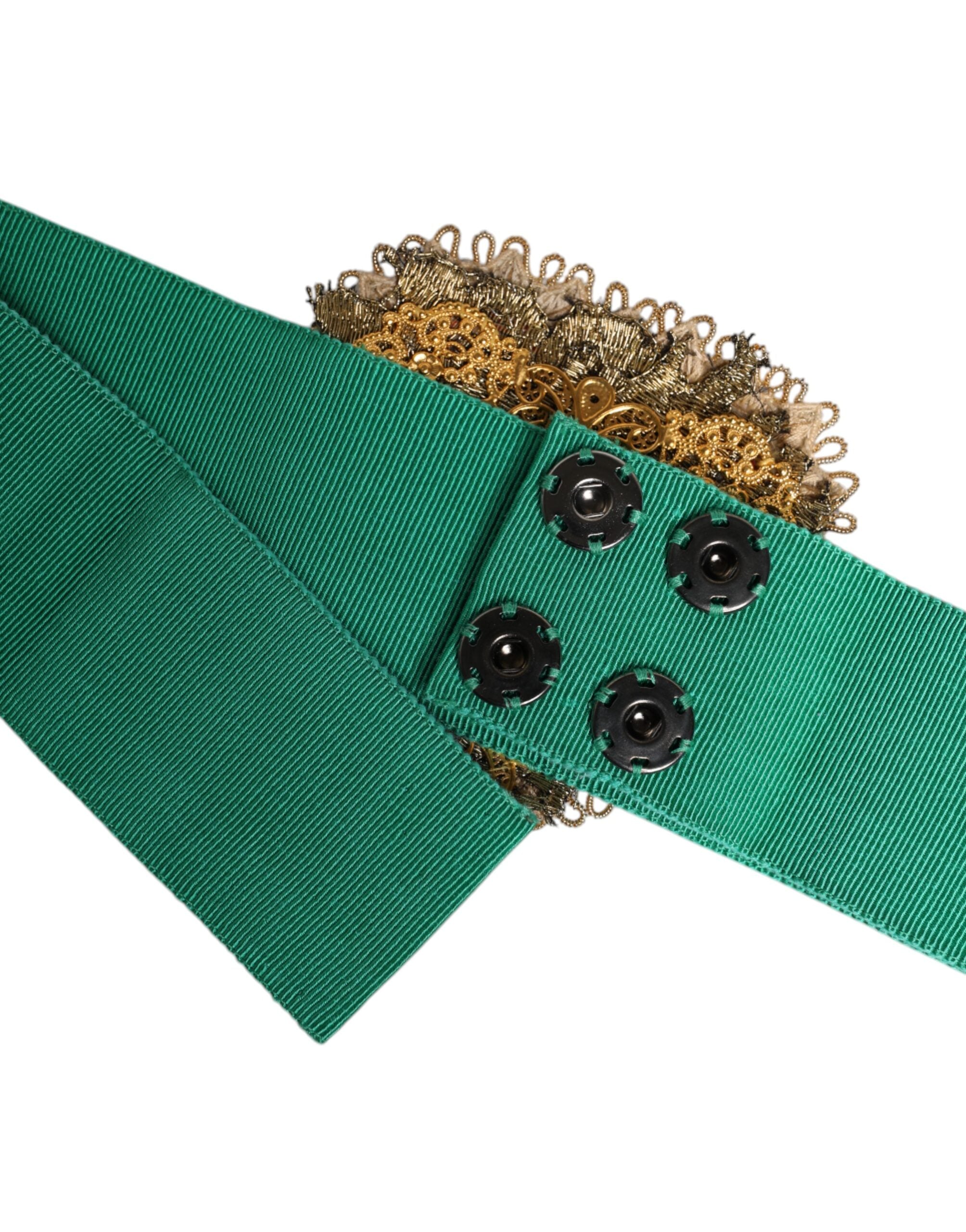 Green Stretch Wide Waist Heart Embellished Belt