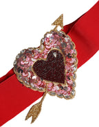 Red Stretch Wide Waist Heart Embellished Belt