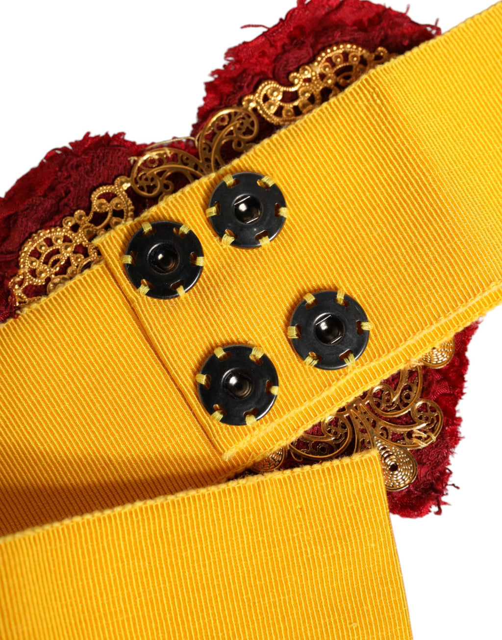 Yellow Stretch Wide Waist Heart Embellished Belt