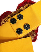 Yellow Stretch Wide Waist Heart Embellished Belt