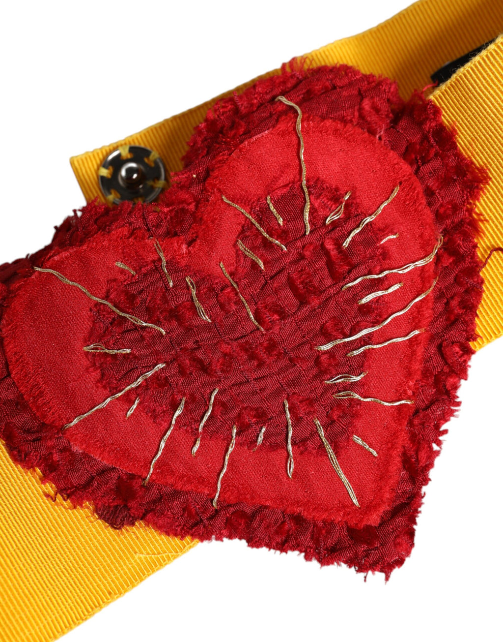 Yellow Stretch Wide Waist Heart Embellished Belt