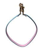 Pink Blue Leather Handle Bag Shoulder Strap