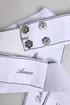 White Waist Ribbon Wide Bow Logo Belt