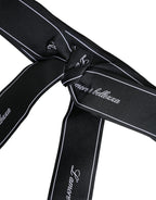 Black Waist Ribbon Wide Bow Logo Belt