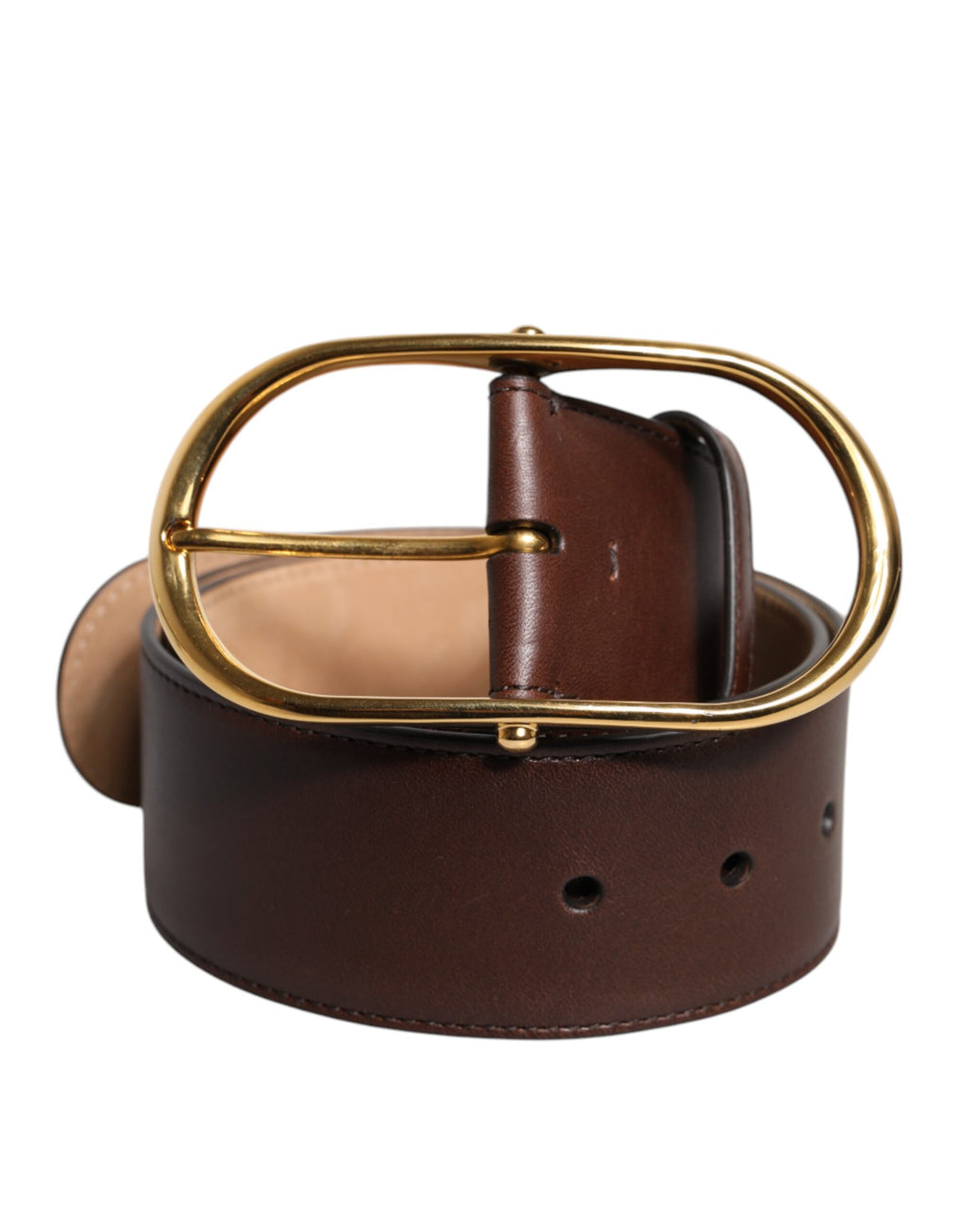 Brown Logo Engraved Metal Waist Buckle Belt