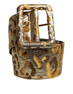 Gold Spotted Jacquard Fabric Wide Waist Belt