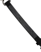 Black Leather Daisy Crystal Embellish Waist Belt