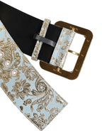 Multicolor Floral Jacquard Wide Waist Belt