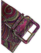 Multicolor Floral Jacquard Wide Waist Belt